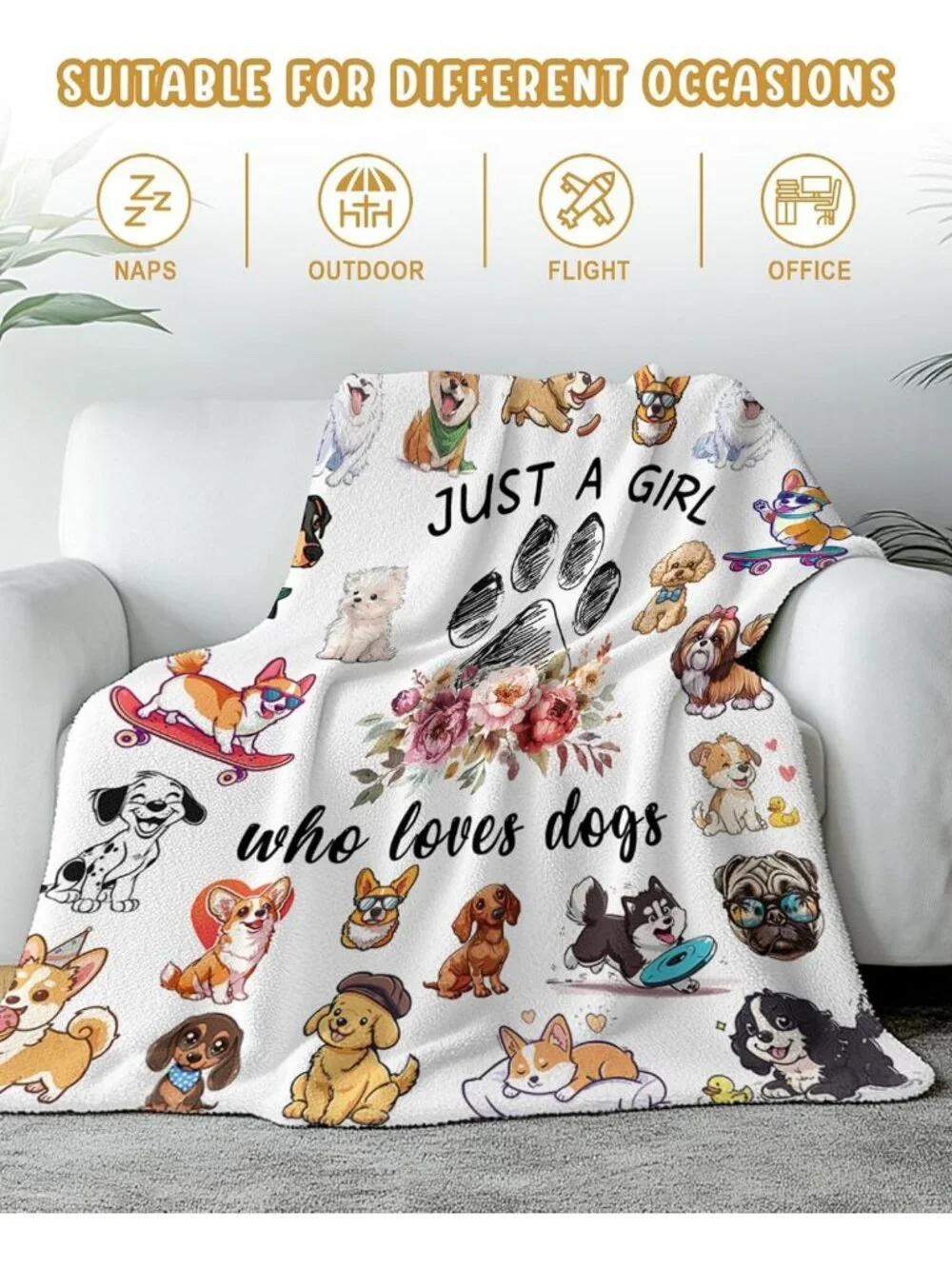 Cozy Dog Lover Blanket for Women & Kids, Perfect Gift for Dog Enthusiasts 40